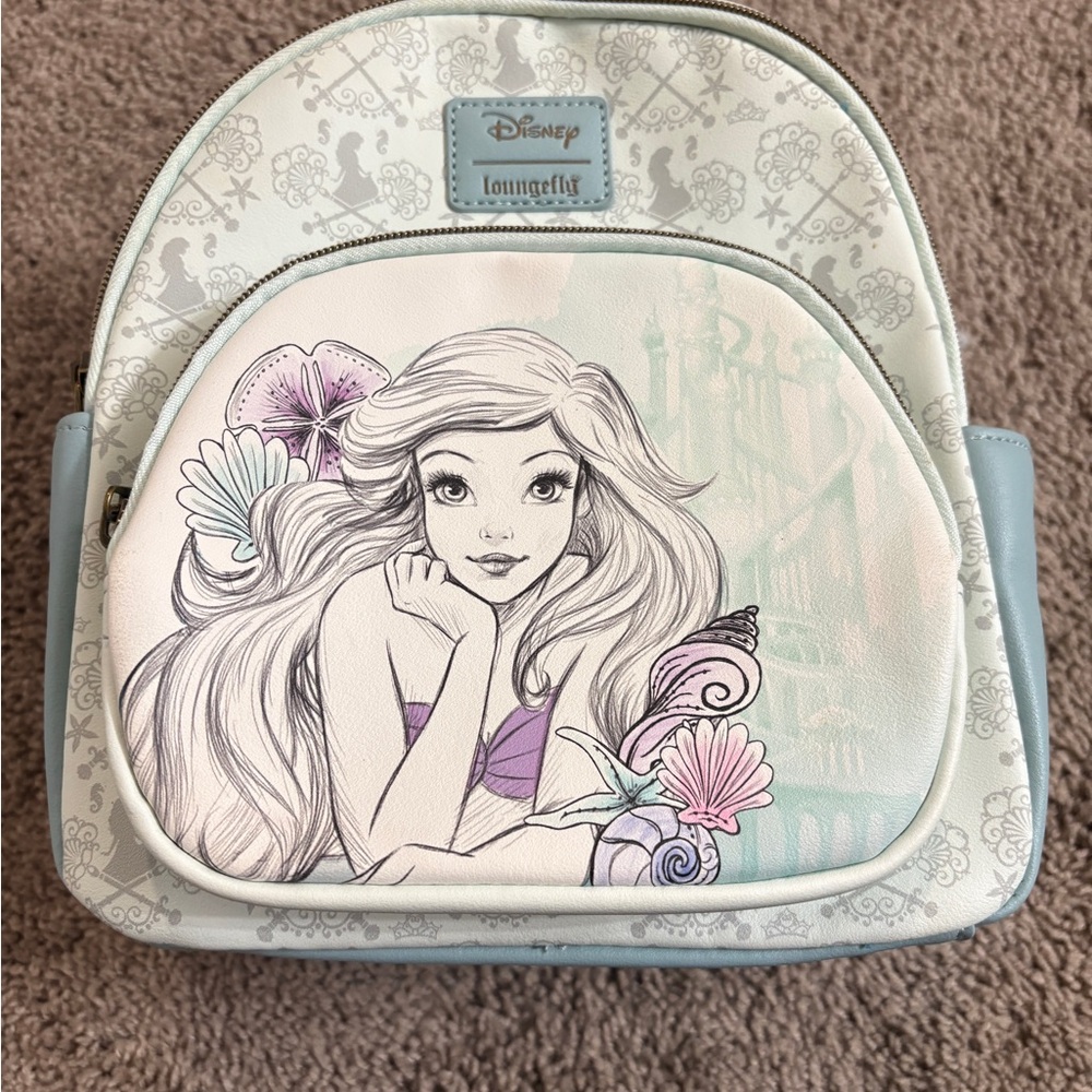 Loungefly Kids Ariel Pastel Blue and Purple Mini Backpack